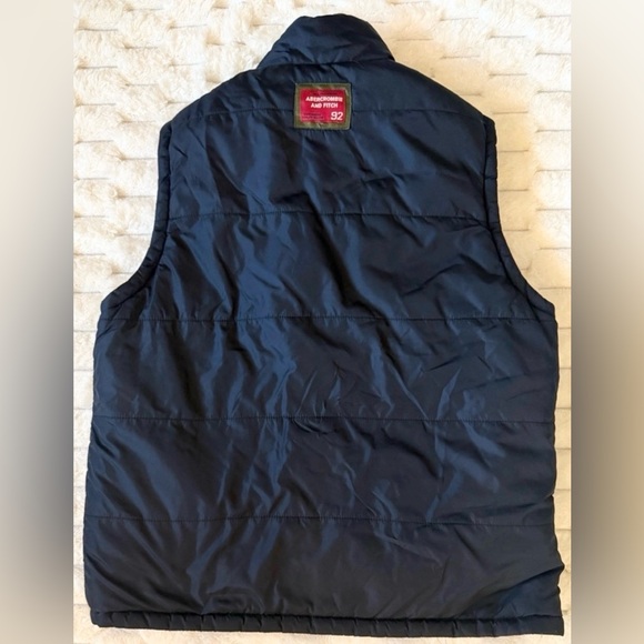 Abercrombie & Fitch Women’s Puffer Vest Y2K Blue Red Full Zip 92 Patch Sz S - Picture 4 of 7